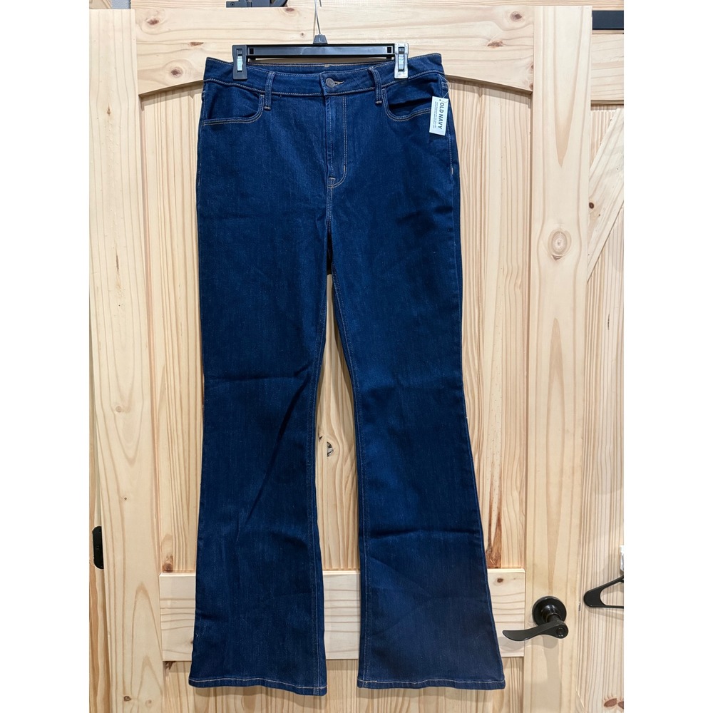 Old Navy Wow Flare Jeans Womens 12 Tall High Rise Dark Wash Denim 487325-00-1